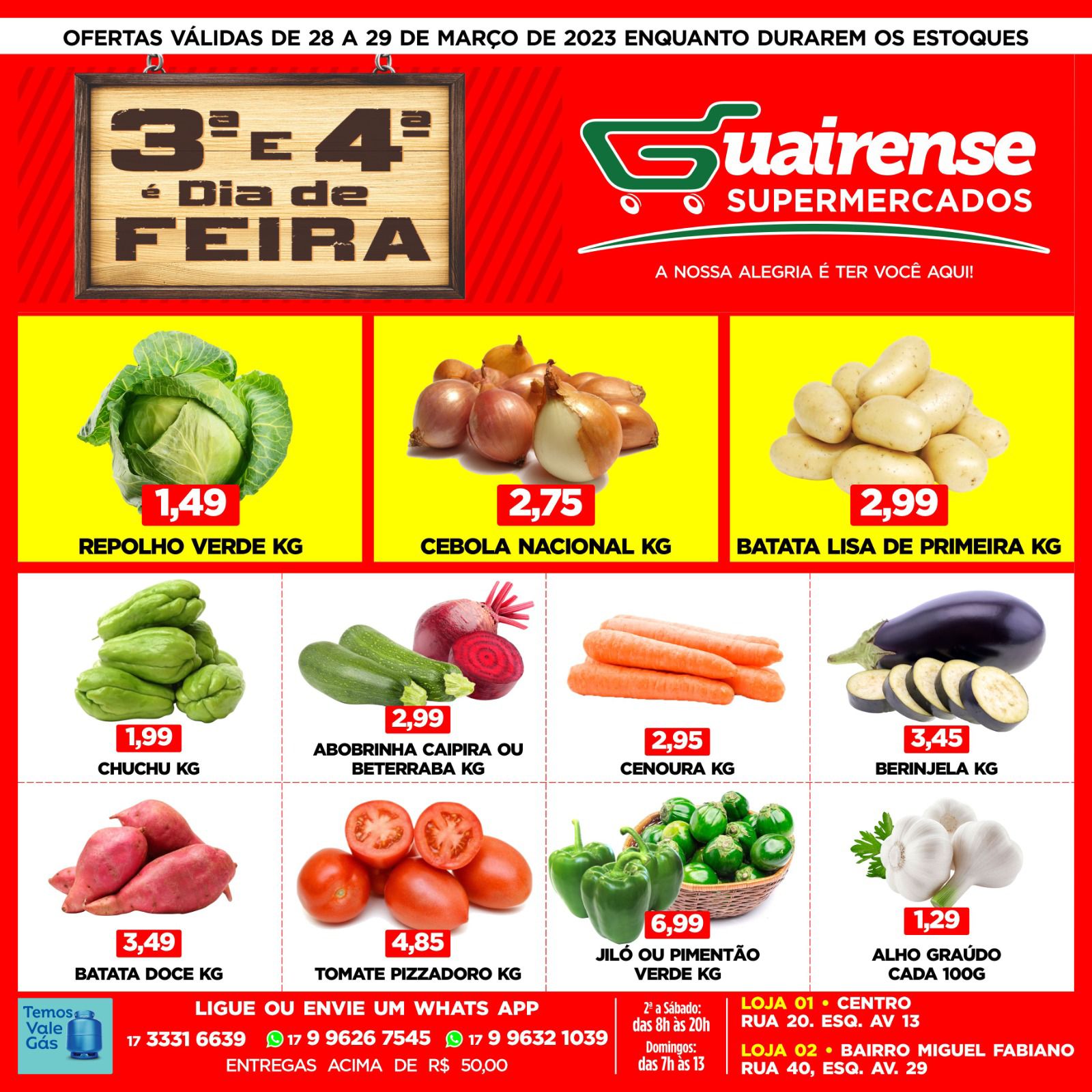 TERÇA E QUARTA SÃO DIAS DE FEIRA NO GUAIRENSE SUPERMERCADOS!!! COM MUITAS OFERTAS!!! APROVEITEM!!!  COMPRAR BARATO COM QUALIDADE É NO GUAIRENSE!!!