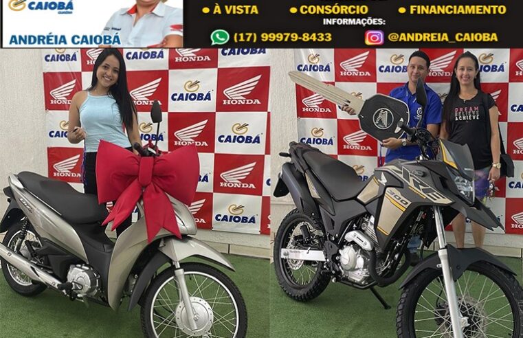 REALIZANDO SONHOS. MARIA GABRIELA COM SUA BIZ 110 CC, 0 KM, E MAYCON, AO LADO DE SUA MÃE VALÉRIA, CONTEMPLADO NA 2ª PARCELA DO CONSÓRCIO, COM SUA XRE 300 CC ADVENTURE. CLIENTES DA CAIOBÁ GUAÍRA. OBRIGADO PELA CONFIANÇA. VENHA VOCÊ TAMBÉM PARA A CAIOBÁ E REALIZE SEUS SONHOS!!!