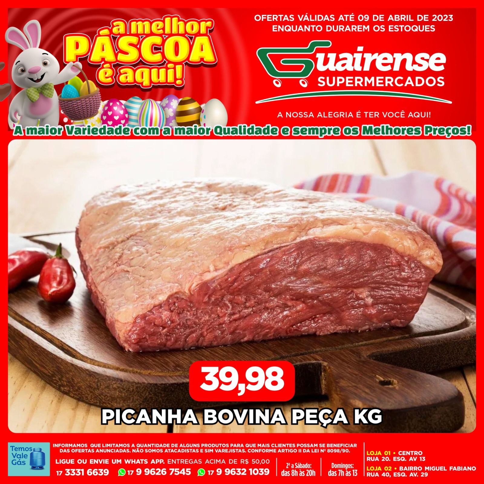 A MELHOR PÁSCOA É AQUI NO GUAIRENSE SUPERMERCADOS!! A MAIOR VARIEDADE COM A MELHOR QUALIDADE E SEMPRE COM OS MELHORES PREÇOS!! VEM PARA O GUAIRENSE SUPERMERCADOS – AQUI É SEMPRE MAIS BARATO!!!