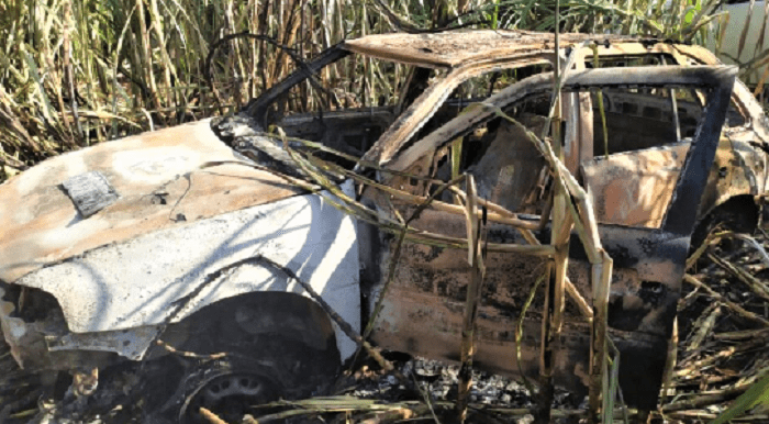 CARRO FURTADO EM COLOMBIA, É ENCONTRADO QUEIMADO EM CANAVIAL