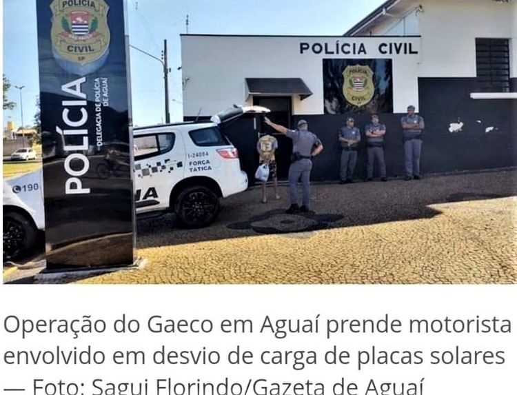 REGIÃO: OPERAÇÃO DO GAECO DESENCADEIA AÇÃO CONTRA ROUBO DE CARGAS DE PLACAS SOLARES