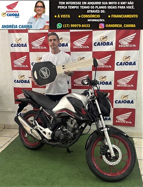 REALIZANDO SONHOS: THIAGO COM SUA CG TITAN 160 CC, 0 KM, CONTEMPLADO PELO CONSÓRCIO HONDA CAIOBÁ. VOCÊ TAMBÉM PODE CONQUISTAR SUA LIBERDADE!! FALE COM A ANDRÉIA NA CAIOBÁ GUAÍRA, ELA TEM AS MELHORES CONDIÇÕES COM OS MELHORES PLANOS PARA VOCÊ TER A SUA HONDA O KM. CHAMA NO WHATSAPP 9 9979-8433!!