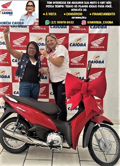 REALIZANDO SONHOS! NOSSA CLIENTE IVANEIDE COM SUA BIZ 110 CC, 0 KM! OBRIGADO PELA CONFIANÇA. VENHA VOCÊ TAMBÉM PARA A CAIOBÁ GUAÍRA. A ANDRÉIA TEM AS MELHORES CONDIÇÕES DE FINANCIAMENTO OU CONSÓRCIO PARA VOCÊ CONQUISTAR SUA LIBERDADE!!!