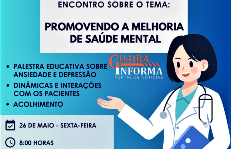 ATENÇÃO: HOJE TEM PALESTRA SOBRE ANSIEDADE E DEPRESSÃO NA USF DO BAIRRO NÁDIA, EM GUAÍRA