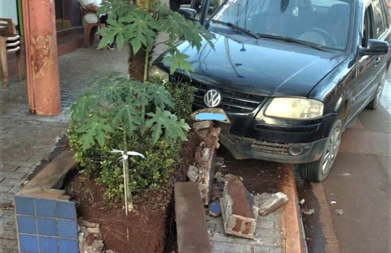 MOTORISTA INVADE CALÇADÃO NO CENTRO DE MIGUELÓPOLIS E BATE EM CANTEIRO