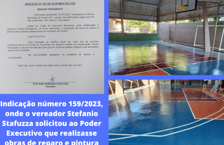 APÓS SOLICITAÇÃO DO VEREADOR STEFANIO, PREFEITURA DE GUAÍRA INICIA REFORMA DE QUADRAS ESPORTIVAS