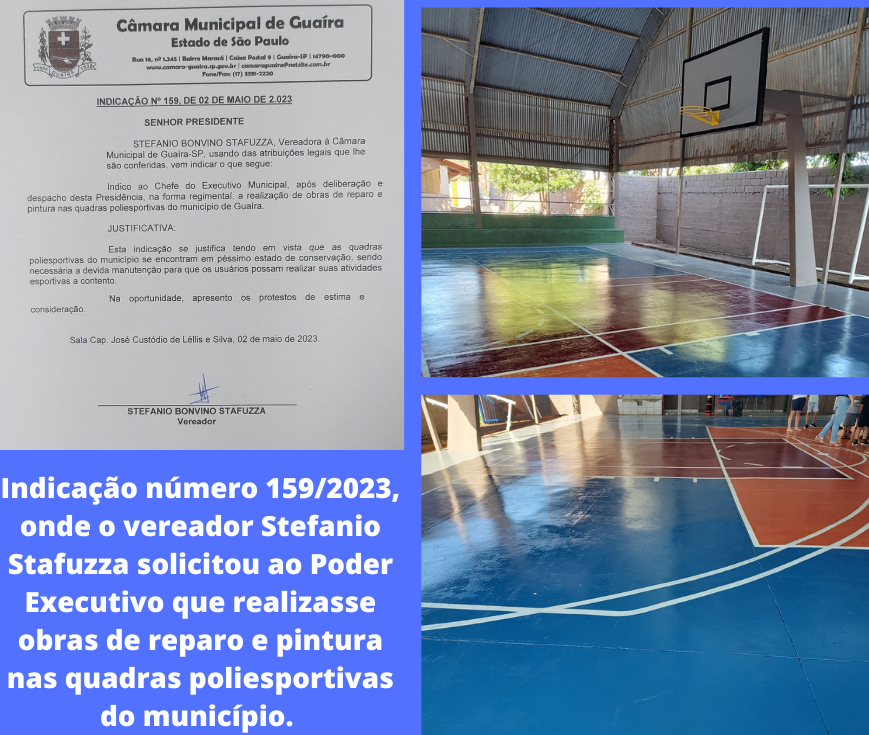 APÓS SOLICITAÇÃO DO VEREADOR STEFANIO, PREFEITURA DE GUAÍRA INICIA REFORMA DE QUADRAS ESPORTIVAS