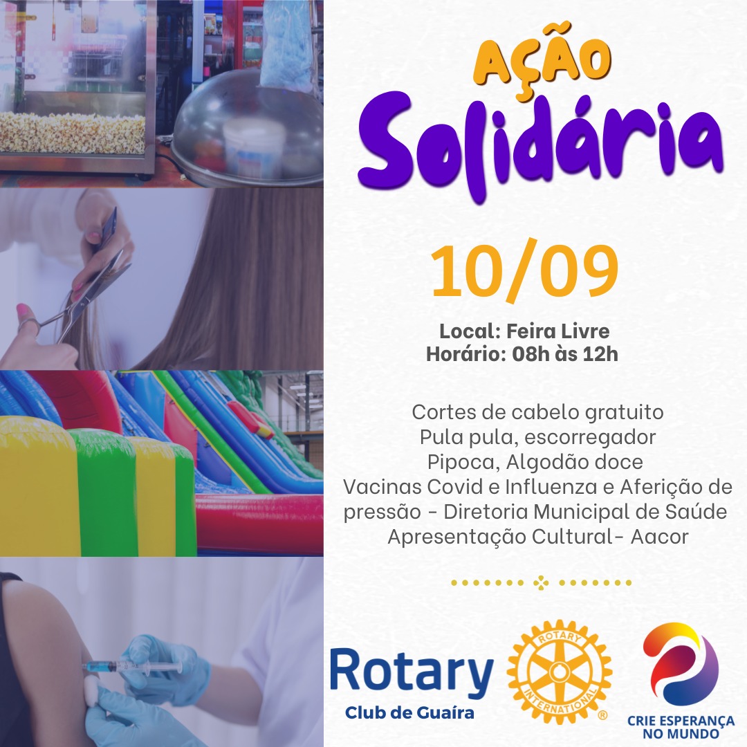ROTARY CLUB DE GUAÍRA REALIZA AÇÃO SOLIDÁRIA NA FEIRA LIVRE DE DOMINGO,10, COM PRESTAÇÃO DE SERVIÇOS GRATUITOS A POPULAÇÃO