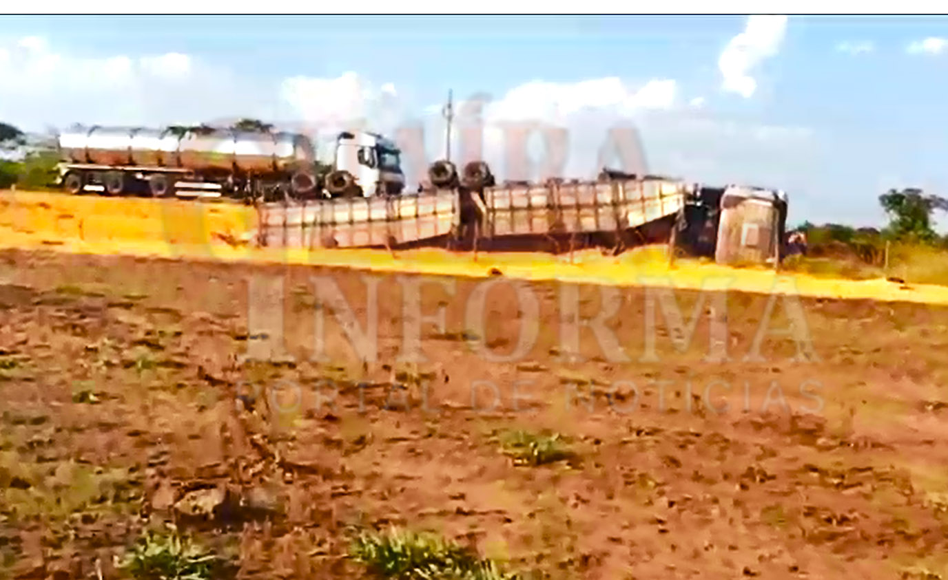 AGORA; VÍDEO, CARRETA TOMBA NA ESTRADA DA USINA GUAÍRA