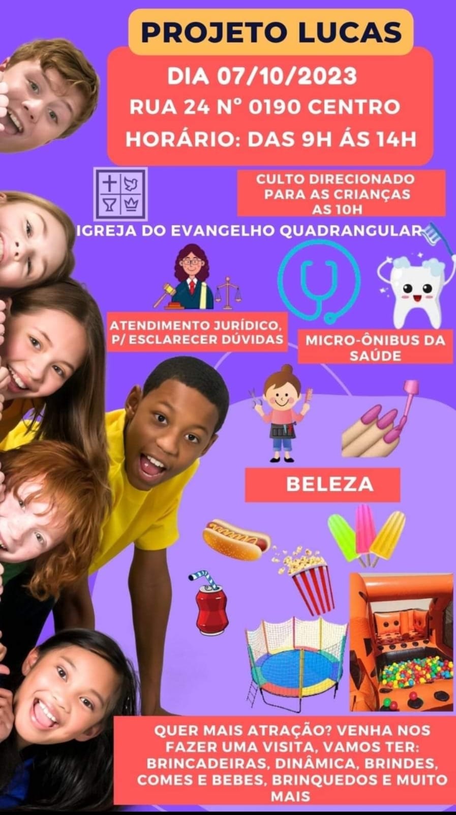 “PROJETO LUCAS” DA IGREJA DO EVANGELHO QUADRANGULAR TRAZ AÇÃO SOCIAL PARA GUAÍRA, NESTE DIA 7