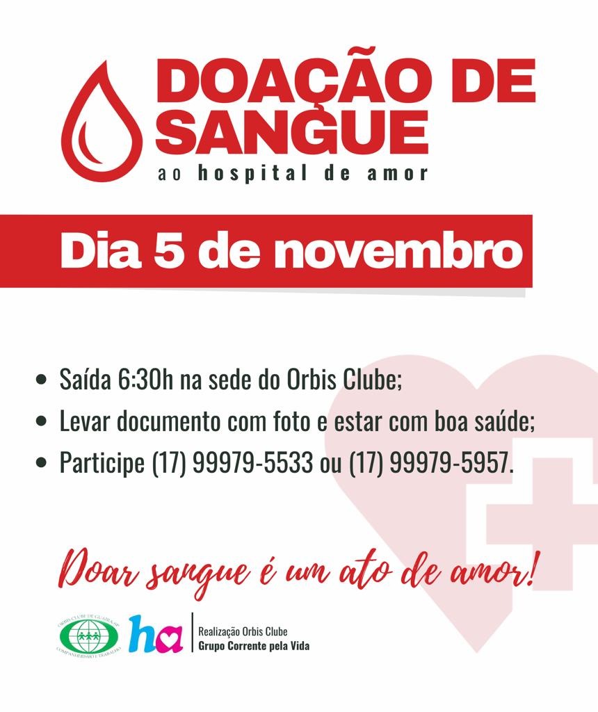 ORBIS CLUBE DE GUAÍRA REALIZA CAMPANHA PARA DOAÇÃO DE SANGUE PARA O HOSPITAL DO AMOR