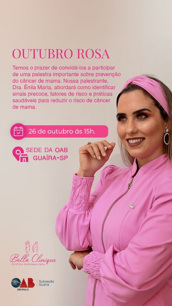 OAB GUAÍRA PROMOVE PALESTRA SOBRE PREVENÇÃO AO CÂNCER DE MAMA NESTA QUINTA-FEIRA