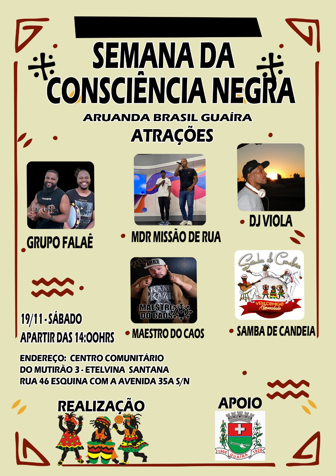 ASSOCIAÇÃO ARUANDA BRASIL GUAÍRA PROMOVE CELEBRAÇÕES DA SEMANA DA CONSCIÊNCIA NEGRA