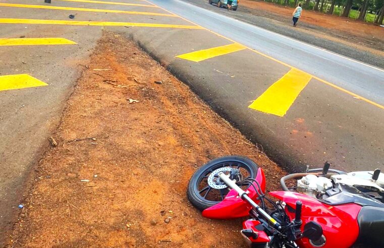 MOTOCICLISTA DO PARANÁ SOFRE ACIDENTE PRÓXIMO AO TREVO DE GUAÍRA NA  RODOVIA ASSIS CHATEAUBRIND