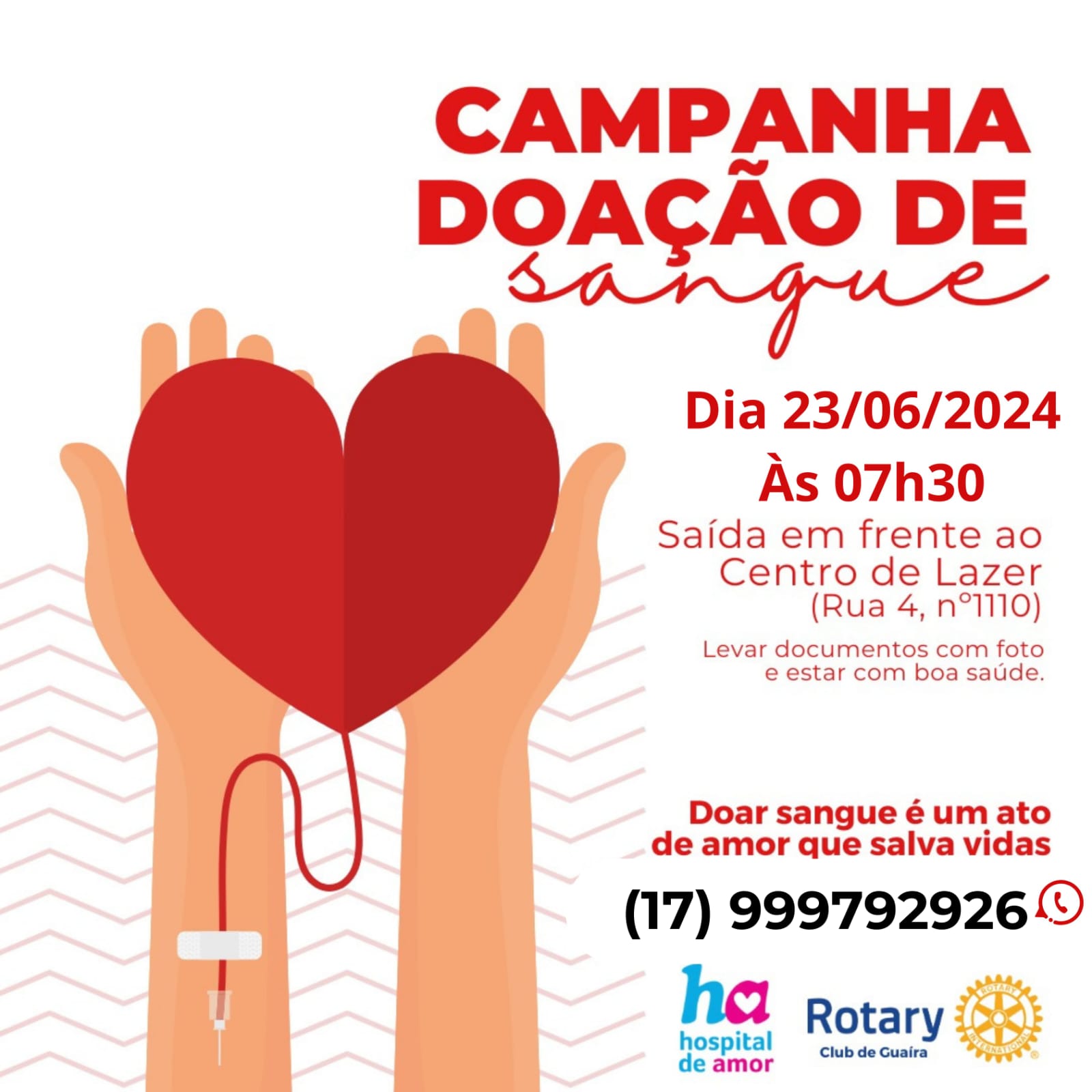 ROTARY CLUB DE GUAÍRA ORGANIZA CARAVANA DE DOADORES DE SANGUE PARA O HOSPITAL DE AMOR DE BARRETOS