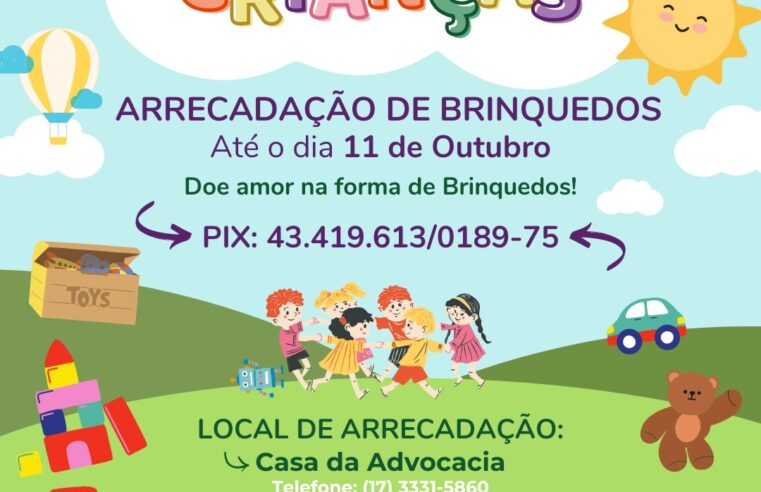 OAB GUAÍRA PROMOVE CAMPANHA DE ARRECADAÇÃO DE BRINQUEDOS PARA O DIA DAS CRIANÇAS