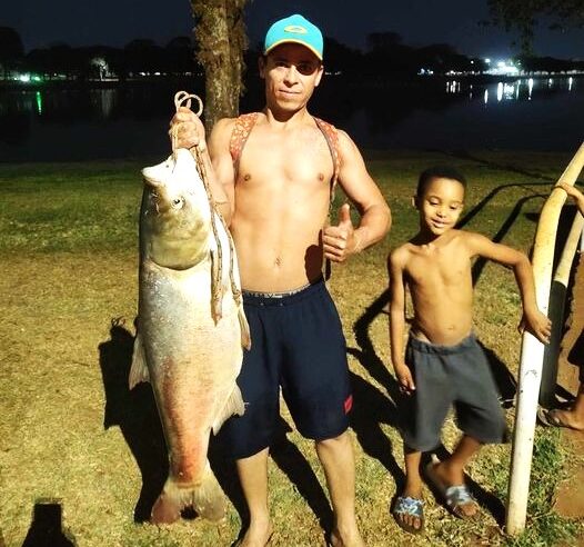 PESCADOR FISGA GRANDE EXEMPLAR DE CARPA NO LAGO MARACÁ, EM GUAÍRA