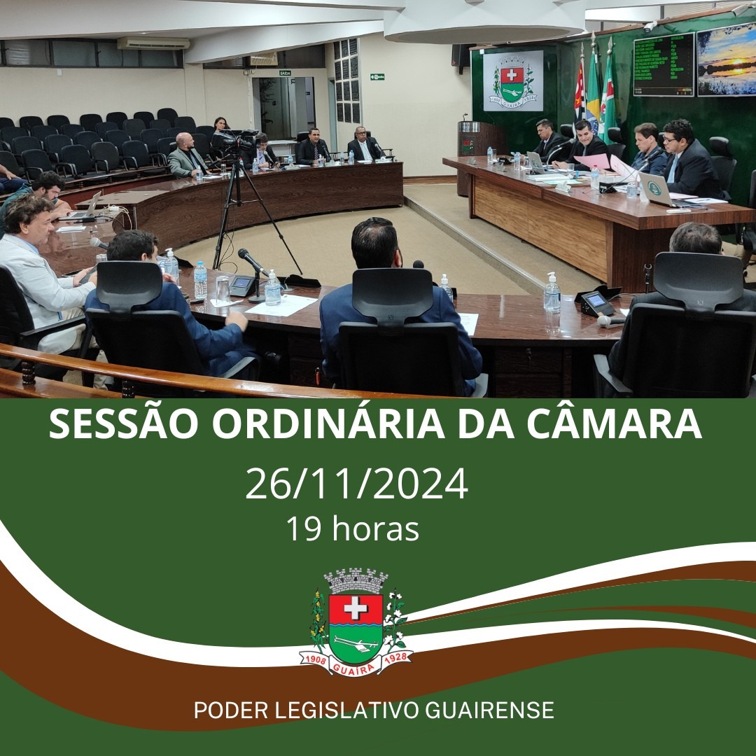 CÂMARA MUNICIPAL DE GUAÍRA REALIZA NESTA TERÇA-FEIRA A PENÚLTIMA SESSÃO ORDINÁRIA DO ANO