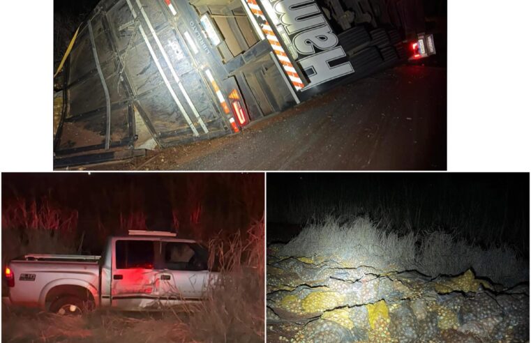 PARA EVITAR ROUBO, MOTORISTA JOGA CARRETA CONTRA CARRO COM BANDIDOS EM RODOVIA DE MIGUELÓPOLIS