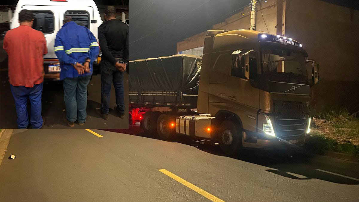 CAMINHÃO, COM CARGA AVALIADA EM QUASE R$ 1 MILHÃO ROUBADO EM MIGUELÓPOLIS, É LOCALIZADO EM UBERABA (MG). 3 PESSOAS FORAM DETIDAS