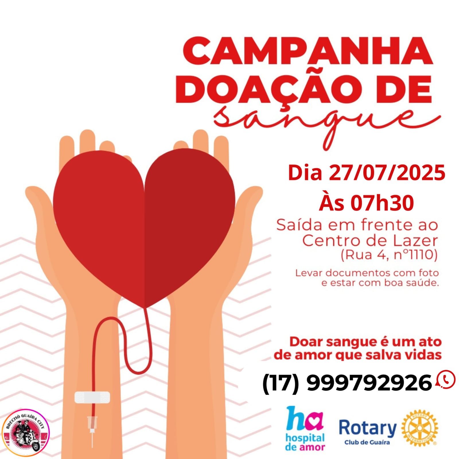 ROTARY CLUB DE GUAÍRA ORGANIZA CARAVANA DE DOADORES DE SANGUE PARA O HOSPITAL DE AMOR DE BARRETOS