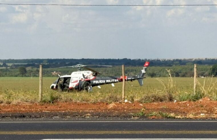 FUGA DE SUSPEITO MOBILIZA HELICÓPTERO ÁGUIA E CERCO POLICIAL ENTRE BARRETOS E COLÔMBIA