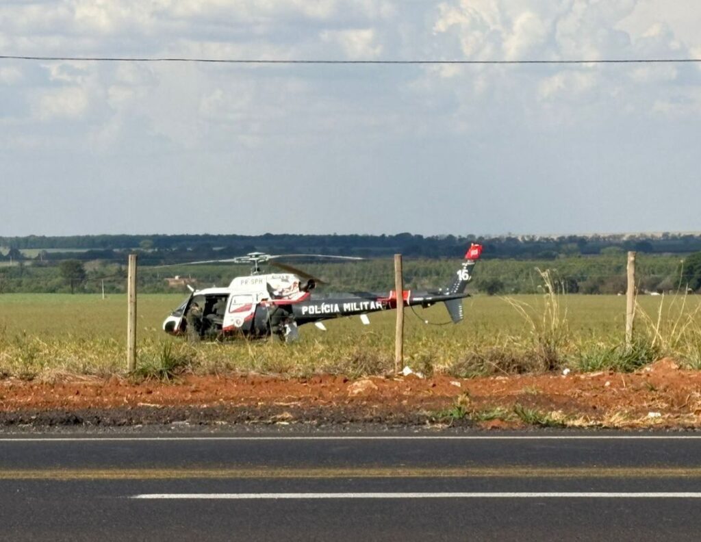 FUGA DE SUSPEITO MOBILIZA HELICÓPTERO ÁGUIA E CERCO POLICIAL ENTRE BARRETOS E COLÔMBIA