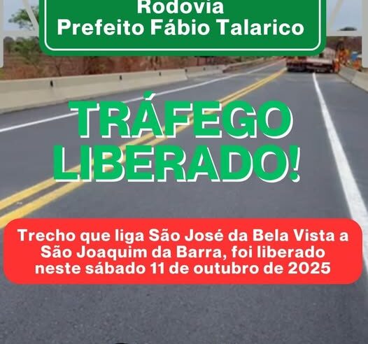 TRÁFEGO LIBERADO NA RODOVIA FÁBIO TALARICO NO TRECHO SOBRE O RIBEIRÃO SALGADO SENTIDO FRANCA