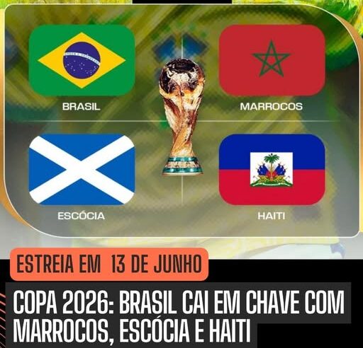 COPA DO MUNDO 2026: BRASIL CAI EM CHAVE COM MARROCOS, ESCÓCIA E HAITI
