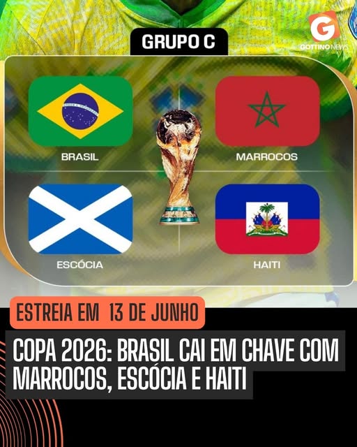 COPA DO MUNDO 2026: BRASIL CAI EM CHAVE COM MARROCOS, ESCÓCIA E HAITI