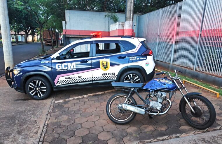 GCM APREENDE, EM GUAÍRA, MOTOCICLETA COM SINAIS IDENTIFICADORES SUPRIMIDOS