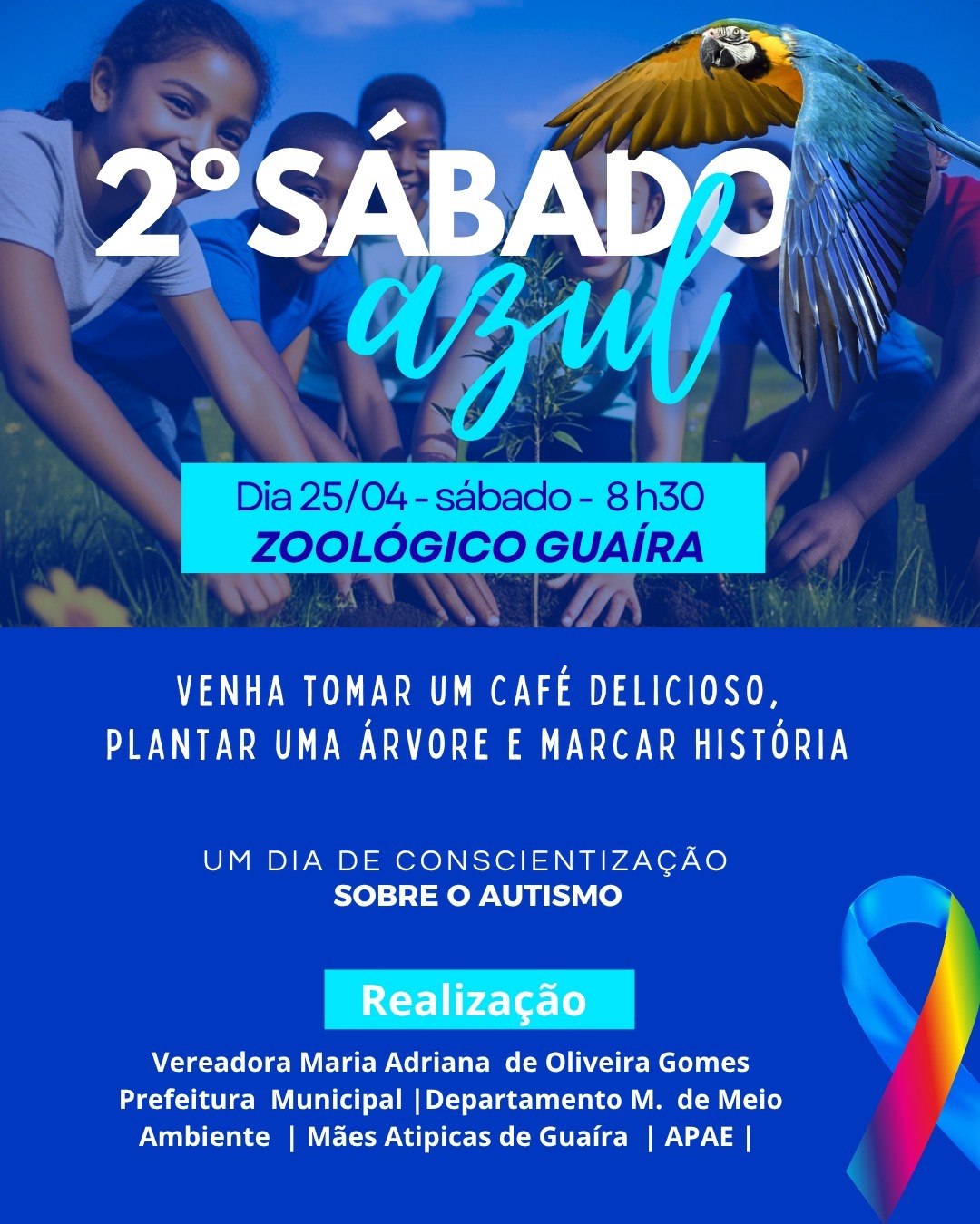 ZOOLÓGICO DE GUAÍRA RECEBE 2ª EDIÇÃO DO “SÁBADO AZUL” COM CAFÉ DA MANHÃ E PLANTIO DE MUDAS