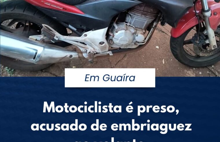 MOTOCICLISTA É PRESO, ACUSADO DE EMBRIAGUEZ AO VOLANTE, EM GUAÍRA