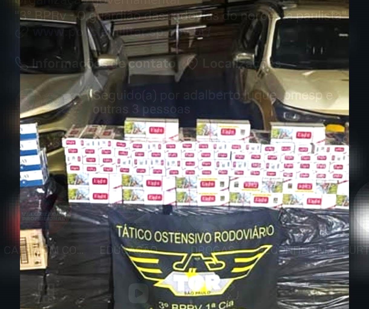 POLICIAMENTO RODOVIÁRIO PRENDE SUSPEITO POR CONTRABANDO DE CIGARROS NA RODOVIA FÁBIO TALARICO EM IPUÃ (SP)