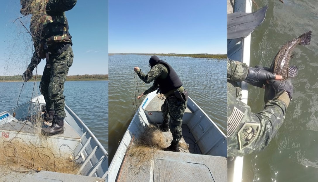 POLÍCIA MILITAR AMBIENTAL APREENDE 5,5 QUILÔMETROS DE REDES DE PESCA NO RIO GRANDE, EM COLÔMBIA (SP)