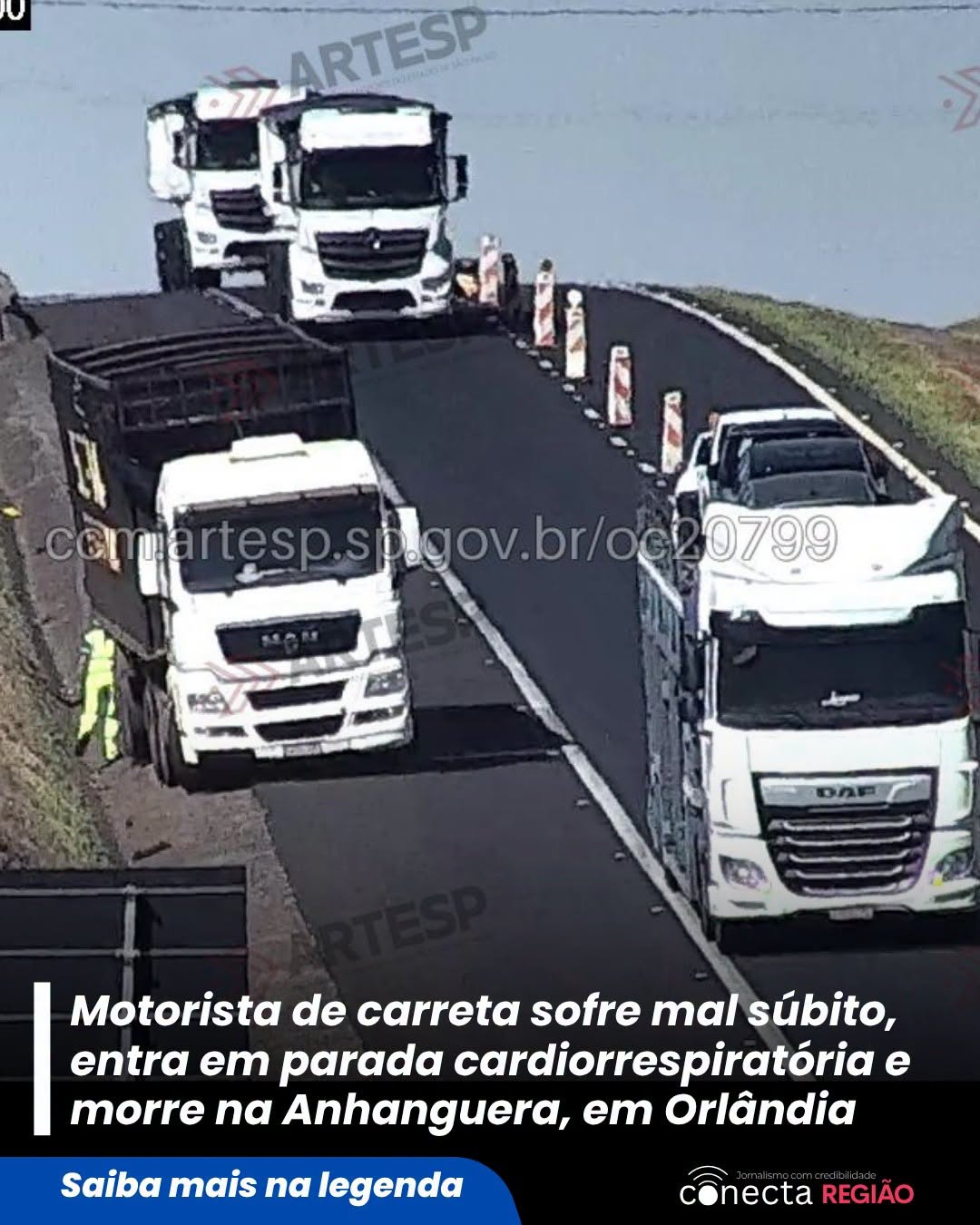 CAMIONEIRO TEM MAL SÚBITO E MORRE NA RODOVIA ANHANGUERA, EM ORLÂNDIA (SP)