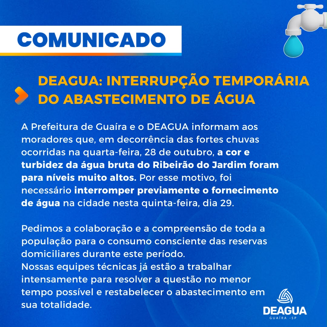 FORTES CHUVAS PROVOCAM DESABASTECIMENTO DE ÁGUA EM GUAÍRA (Sp)